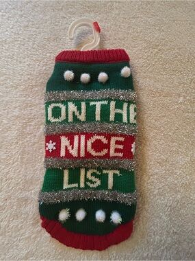 XS On The Nice List Holiday Dog Sweater